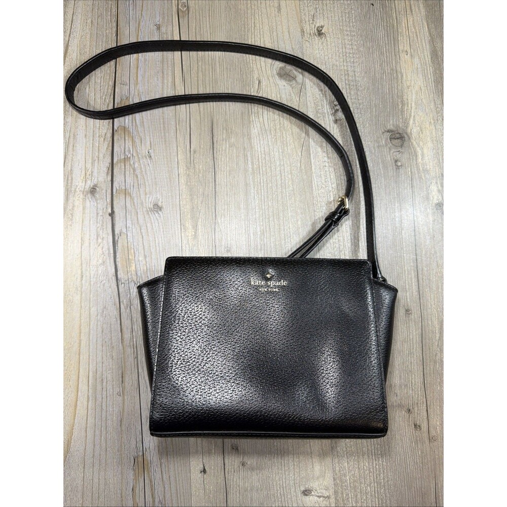 Kate Spade Grand Street Hayden Purse Handbag Black Pebbled Leather Crossbody Bag